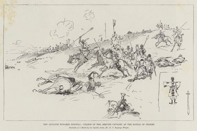 ドンゴラへの前進、ファーケットの戦いでダーヴィッシュ騎兵隊の突撃 作： Henry Charles Seppings Wright
